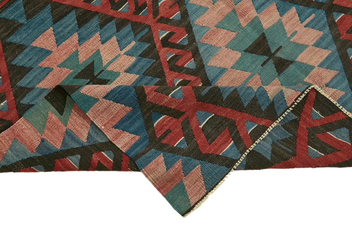 Anadolu Eskitme Multi Renk Pamuk Üzerine Yün El Dokuma Kilim-158x296 - Görsel 6