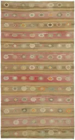 Anadolu Eskitme Multi Renk Pamuk Üzerine Yün El Dokuma Kilim-180x326