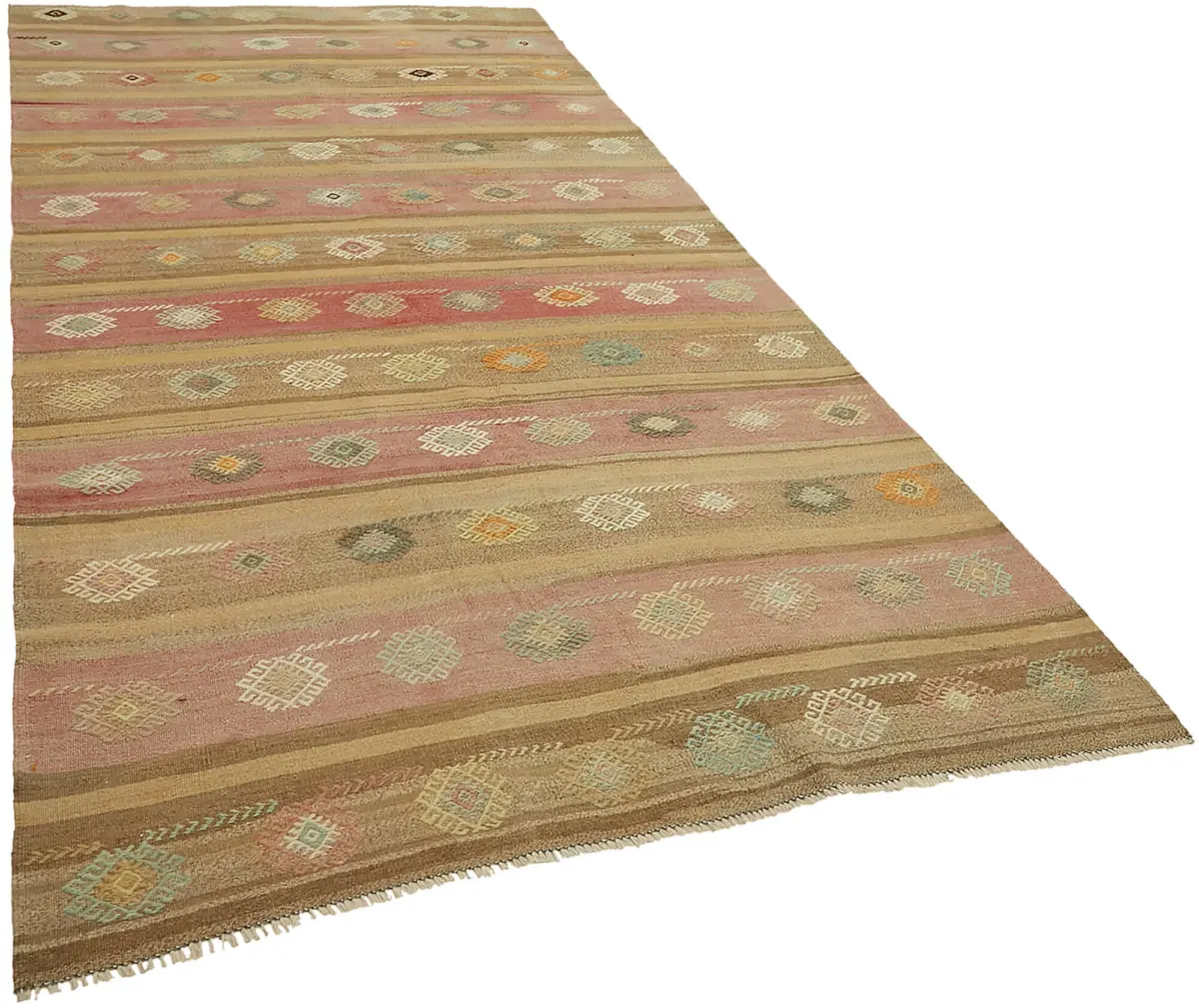 Anadolu Eskitme Multi Renk Pamuk Üzerine Yün El Dokuma Kilim-180x326 - Görsel 2