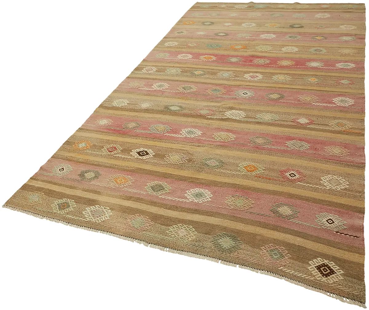 Anadolu Eskitme Multi Renk Pamuk Üzerine Yün El Dokuma Kilim-180x326 - Görsel 3