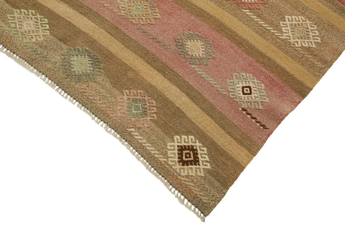 Anadolu Eskitme Multi Renk Pamuk Üzerine Yün El Dokuma Kilim-180x326 - Görsel 4
