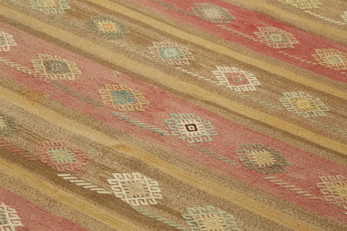 Anadolu Eskitme Multi Renk Pamuk Üzerine Yün El Dokuma Kilim-180x326 - Görsel 5