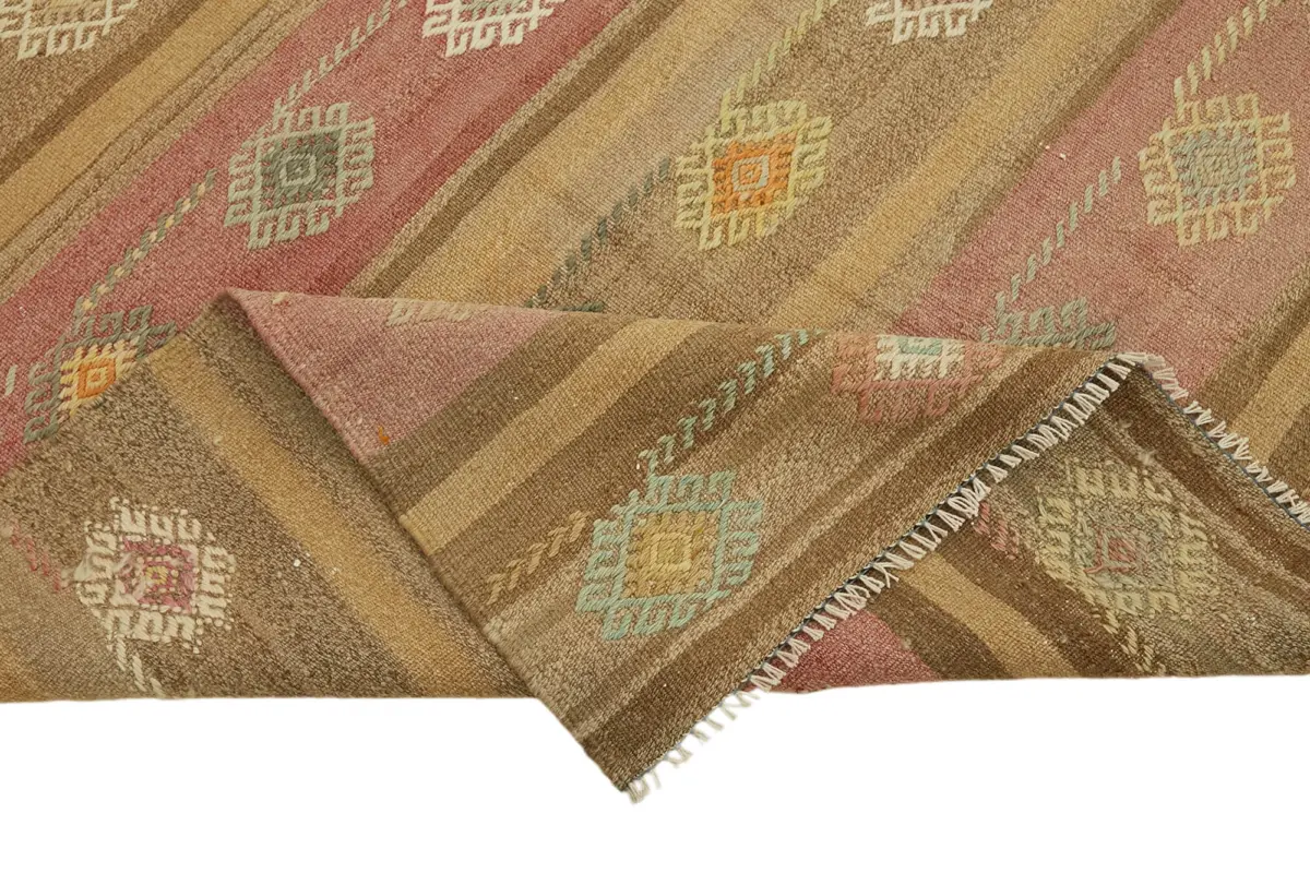 Anadolu Eskitme Multi Renk Pamuk Üzerine Yün El Dokuma Kilim-180x326 - Görsel 6