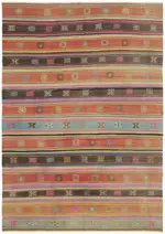 Anadolu Eskitme Multi Renk Pamuk Üzerine Yün El Dokuma Kilim-187x260