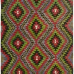 Anadolu Eskitme Multi Renk Pamuk Üzerine Yün El Dokuma Kilim-204x342