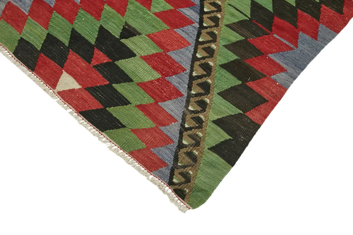 Anadolu Eskitme Multi Renk Pamuk Üzerine Yün El Dokuma Kilim-204x342 - Görsel 4