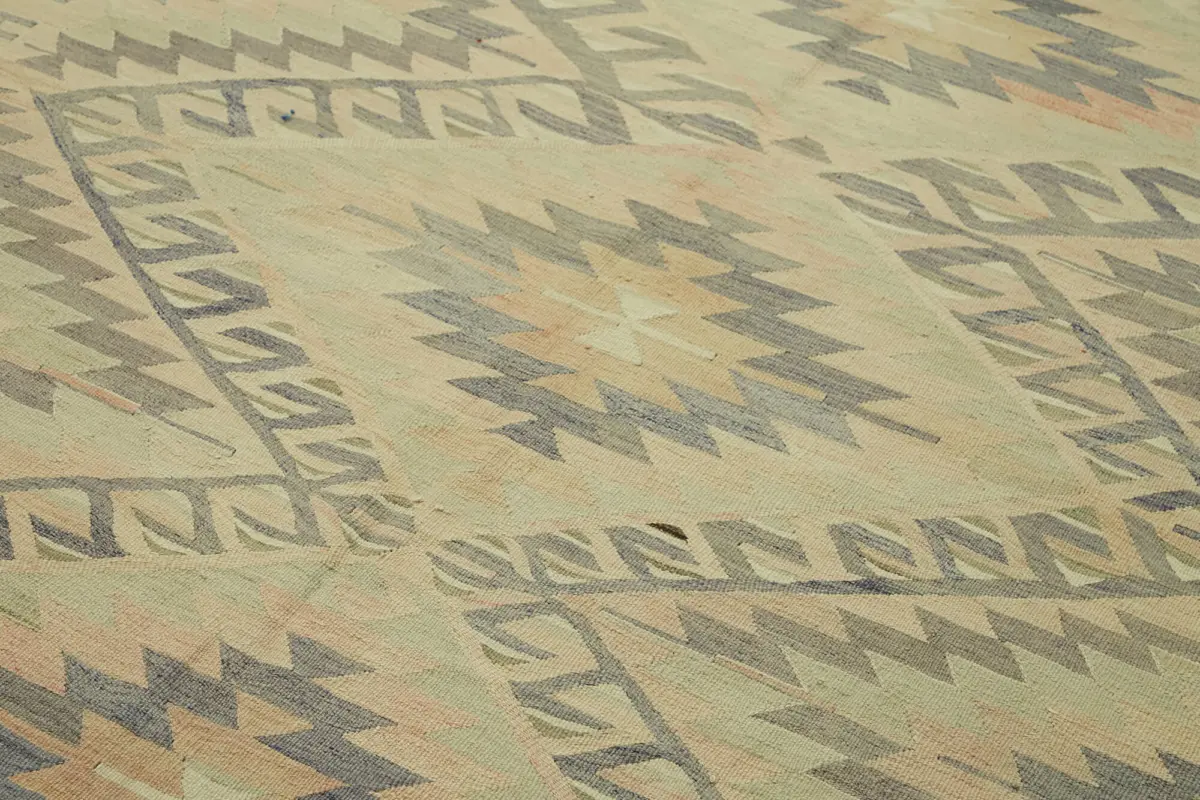 Anadolu Eskitme Multi Renk Pamuk Üzerine Yün El Dokuma Kilim-180x320 - Görsel 5