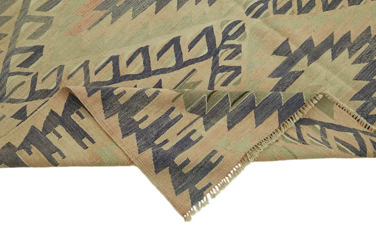 Anadolu Eskitme Multi Renk Pamuk Üzerine Yün El Dokuma Kilim-180x320 - Görsel 6