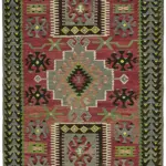 Anadolu Eskitme Multi Renk Pamuk Üzerine Yün El Dokuma Kilim-158x309