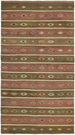 Anadolu Eskitme Multi Renk Pamuk Üzerine Yün El Dokuma Kilim-173x313