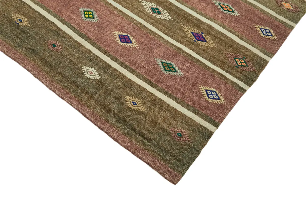 Anadolu Eskitme Multi Renk Pamuk Üzerine Yün El Dokuma Kilim-173x313 - Görsel 4