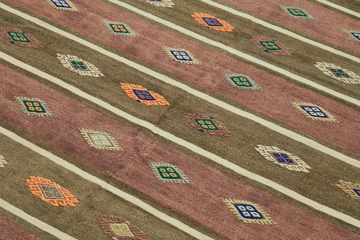 Anadolu Eskitme Multi Renk Pamuk Üzerine Yün El Dokuma Kilim-173x313 - Görsel 5