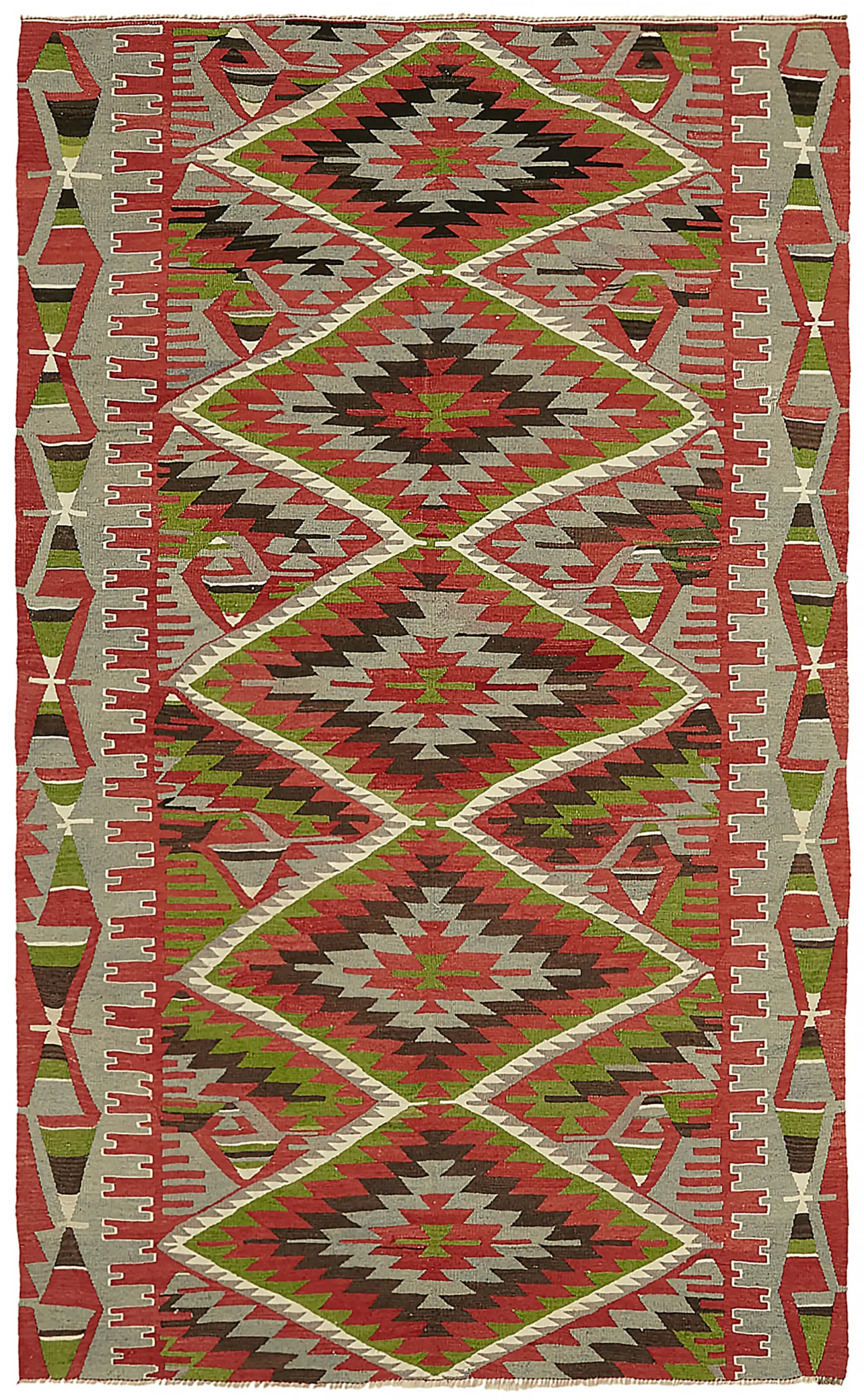 Anadolu Eskitme Multi Renk Pamuk Üzerine Yün El Dokuma Kilim-178x286 - Görsel 1