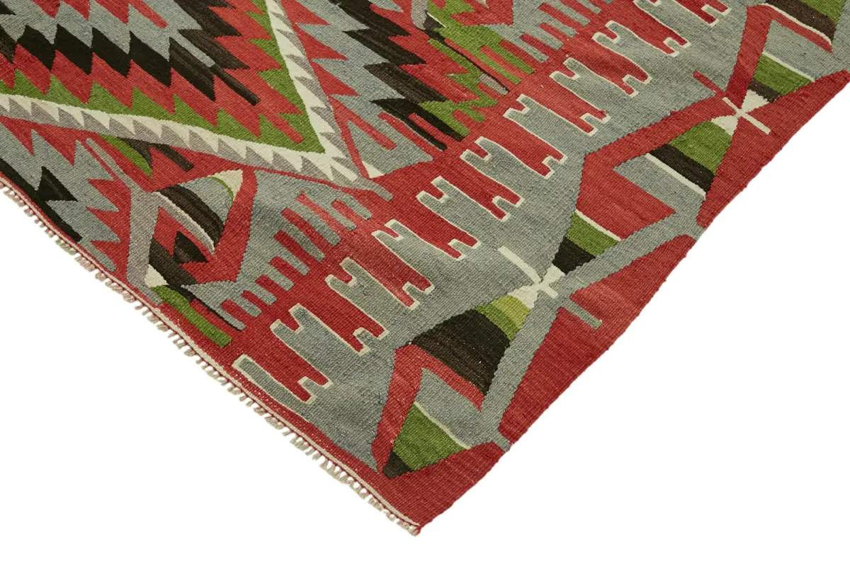 Anadolu Eskitme Multi Renk Pamuk Üzerine Yün El Dokuma Kilim-178x286 - Görsel 4