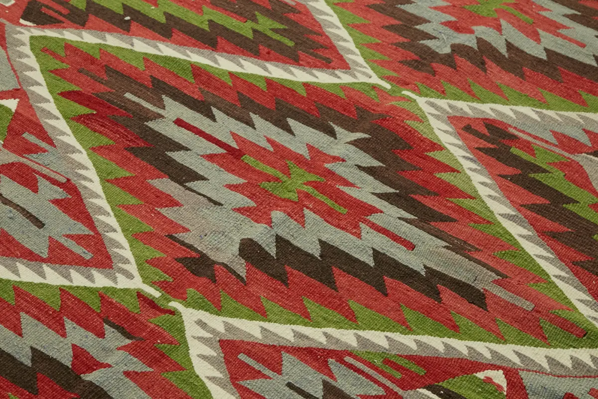 Anadolu Eskitme Multi Renk Pamuk Üzerine Yün El Dokuma Kilim-178x286 - Görsel 5