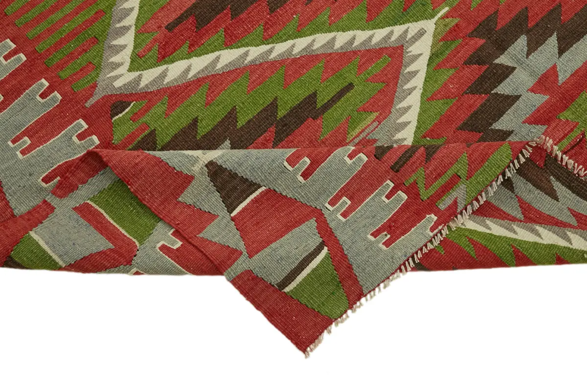 Anadolu Eskitme Multi Renk Pamuk Üzerine Yün El Dokuma Kilim-178x286 - Görsel 6