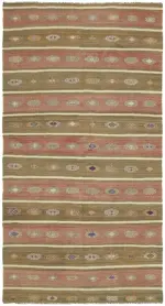 Anadolu Eskitme Multi Renk Pamuk Üzerine Yün El Dokuma Kilim-167x305