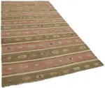 Anadolu Eskitme Multi Renk Pamuk Üzerine Yün El Dokuma Kilim-167x305 - Görsel 2