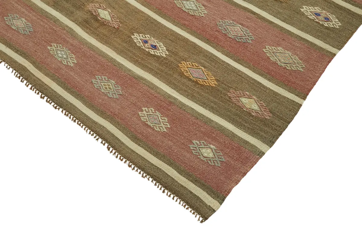 Anadolu Eskitme Multi Renk Pamuk Üzerine Yün El Dokuma Kilim-167x305 - Görsel 4