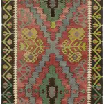 Anadolu Eskitme Multi Renk Pamuk Üzerine Yün El Dokuma Kilim-143x300