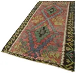 Anadolu Eskitme Multi Renk Pamuk Üzerine Yün El Dokuma Kilim-143x300 - Görsel 3