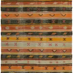 Anadolu Eskitme Multi Renk Pamuk Üzerine Yün El Dokuma Kilim-174x301