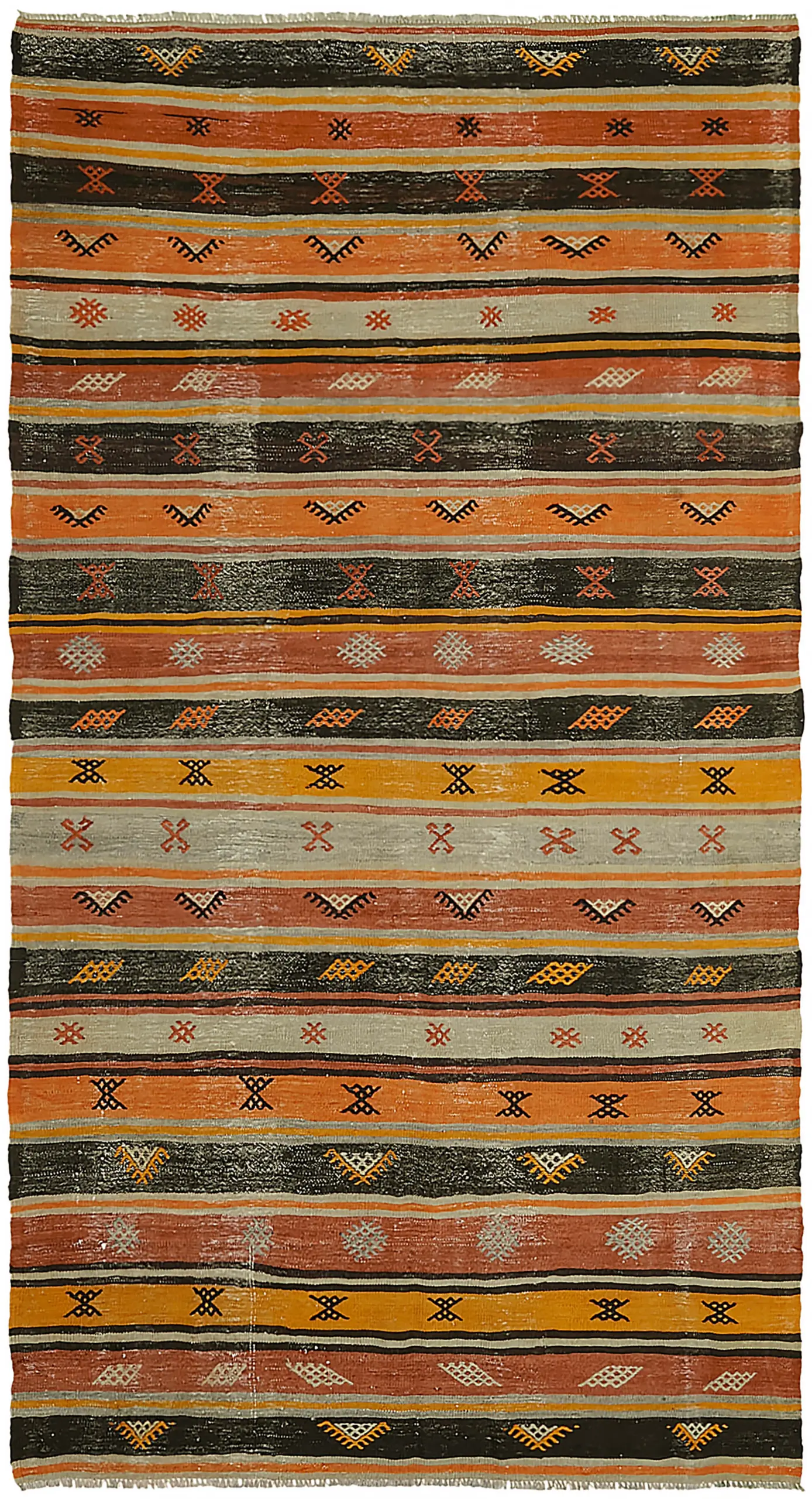 Anadolu Eskitme Multi Renk Pamuk Üzerine Yün El Dokuma Kilim-174x301 - Görsel 1