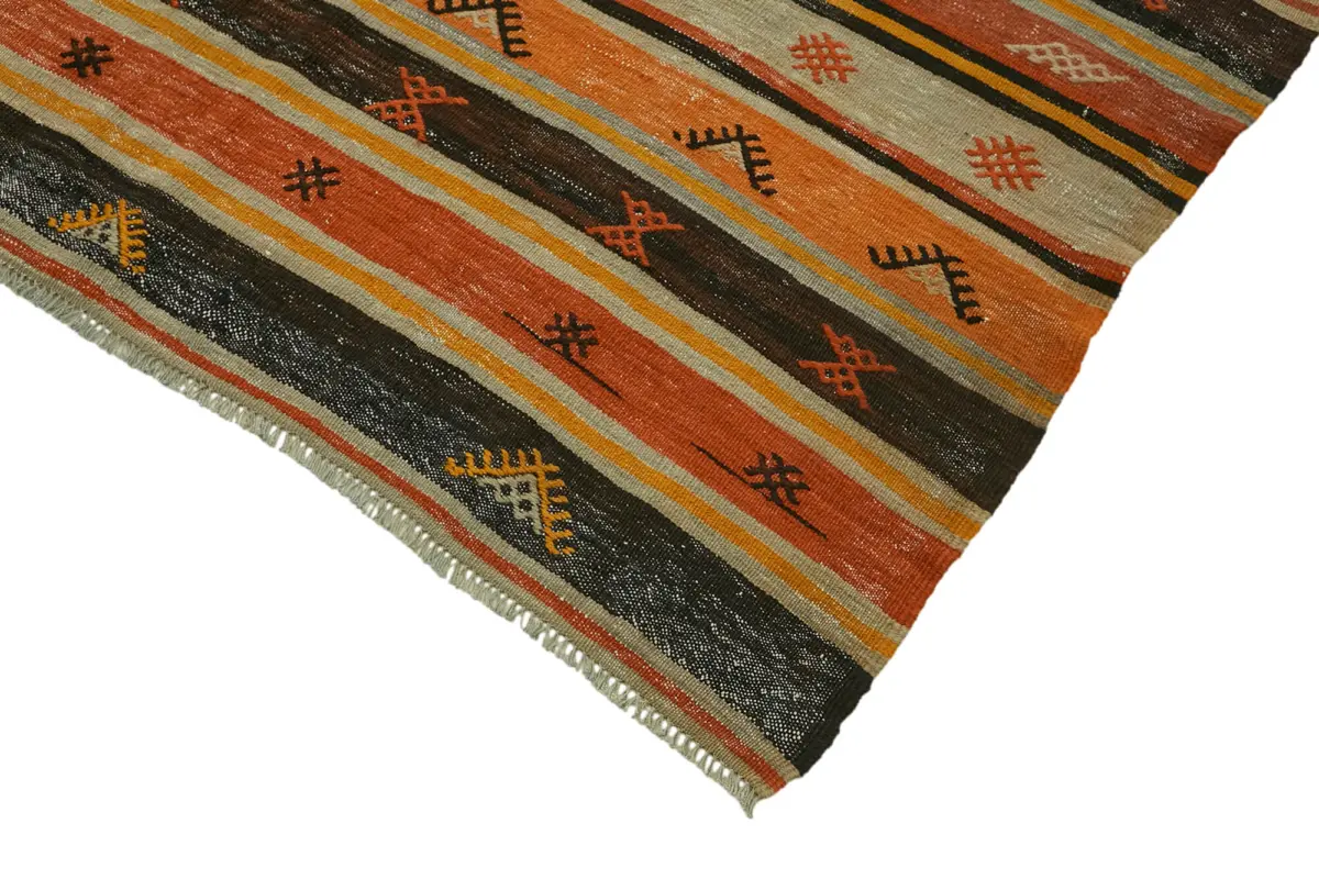 Anadolu Eskitme Multi Renk Pamuk Üzerine Yün El Dokuma Kilim-174x301 - Görsel 4