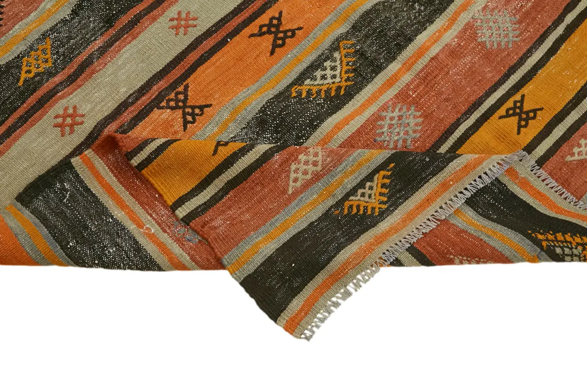 Anadolu Eskitme Multi Renk Pamuk Üzerine Yün El Dokuma Kilim-174x301 - Görsel 6