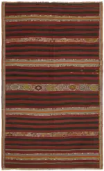 Anadolu Eskitme Multi Renk Pamuk Üzerine Yün El Dokuma Kilim-180x297