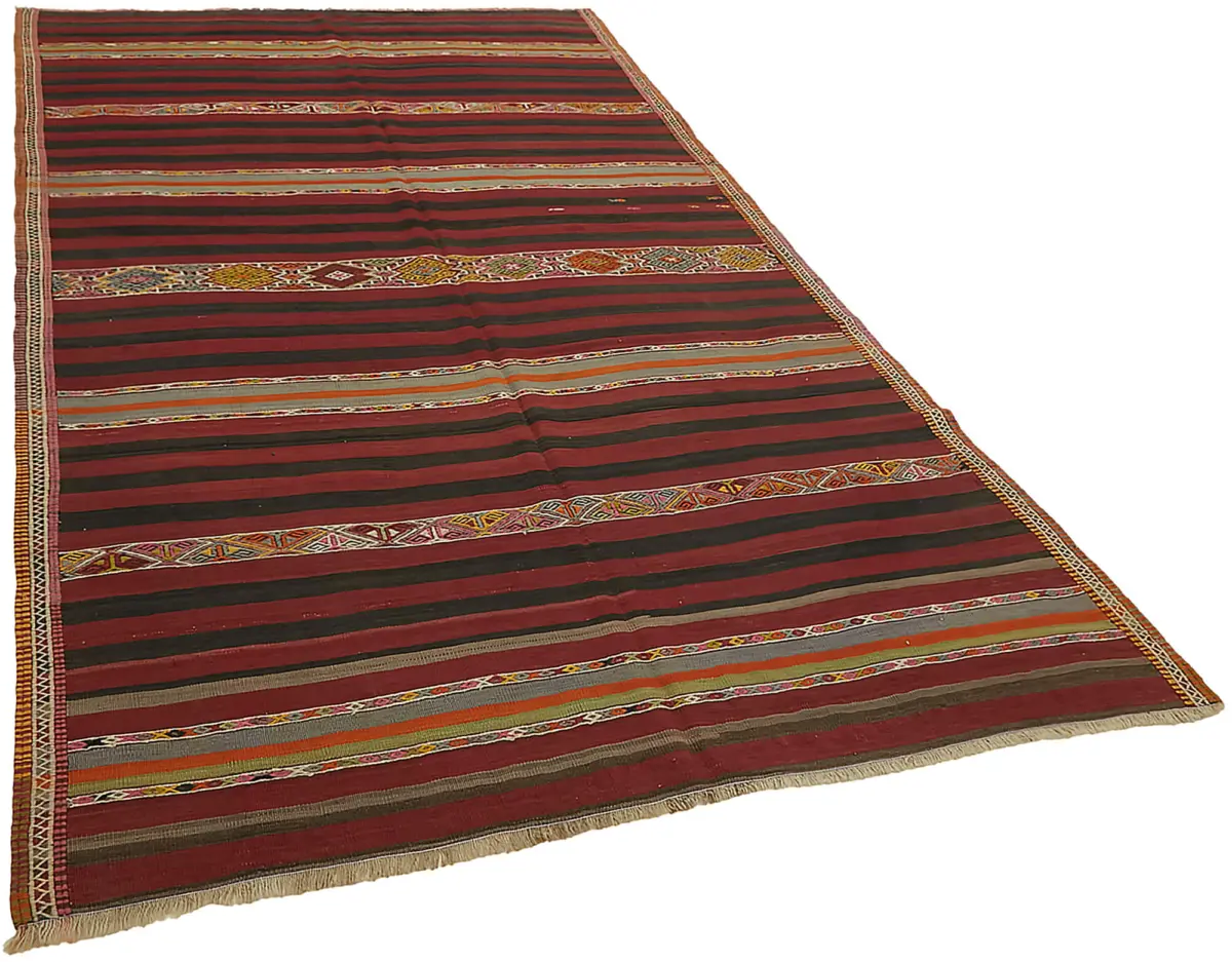 Anadolu Eskitme Multi Renk Pamuk Üzerine Yün El Dokuma Kilim-180x297 - Görsel 2