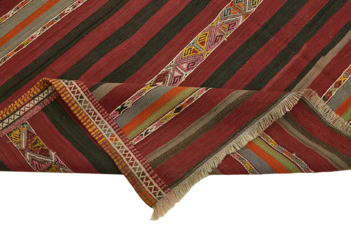 Anadolu Eskitme Multi Renk Pamuk Üzerine Yün El Dokuma Kilim-180x297 - Görsel 6