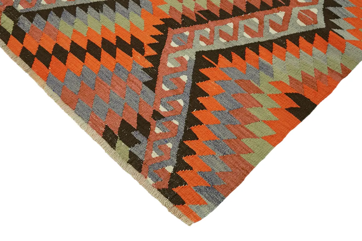 Anadolu Eskitme Multi Renk Pamuk Üzerine Yün El Dokuma Kilim-184x234 - Görsel 4