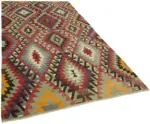 Anadolu Eskitme Multi Renk Pamuk Üzerine Yün El Dokuma Kilim-168x308 - Görsel 2