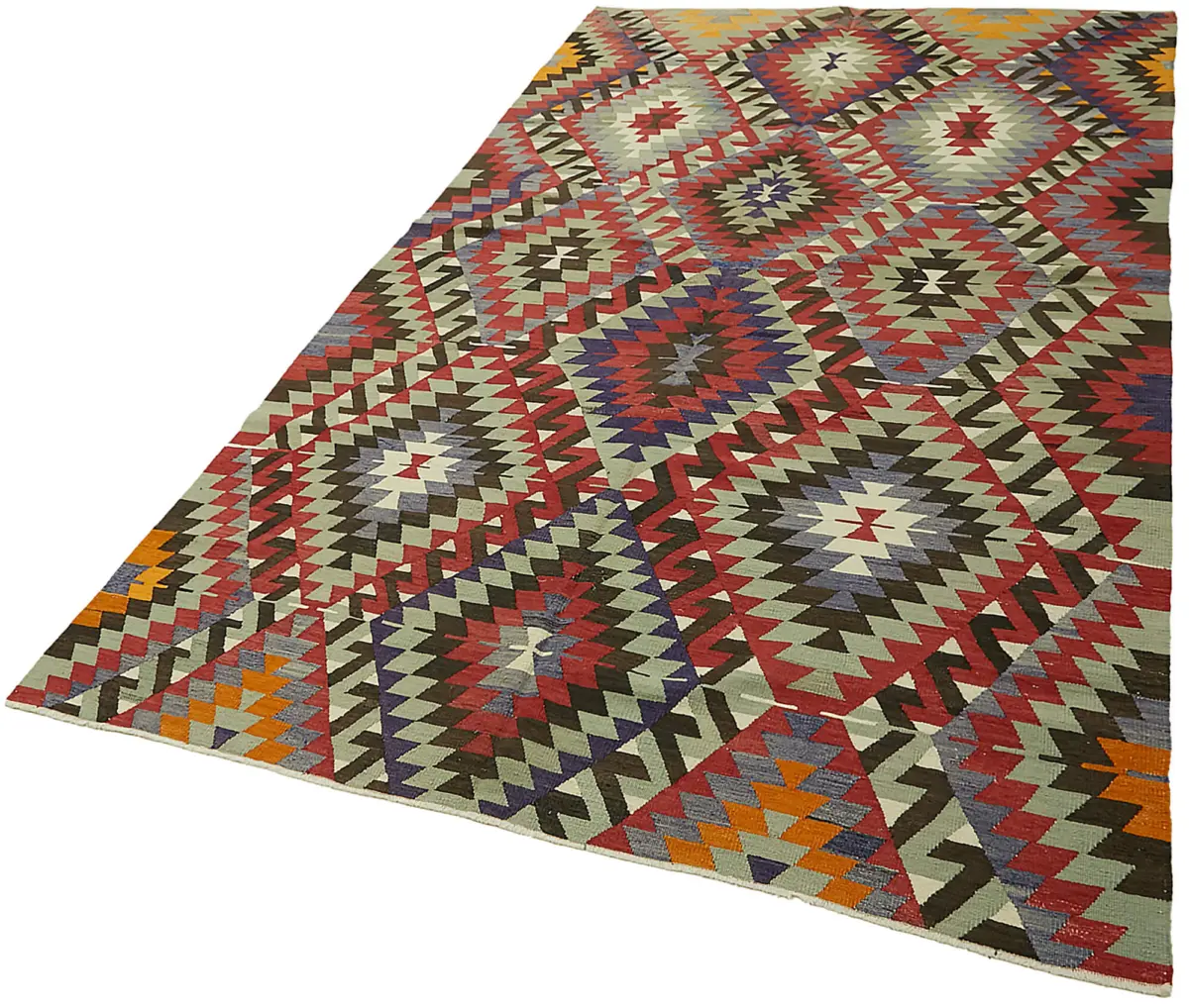 Anadolu Eskitme Multi Renk Pamuk Üzerine Yün El Dokuma Kilim-168x308 - Görsel 3