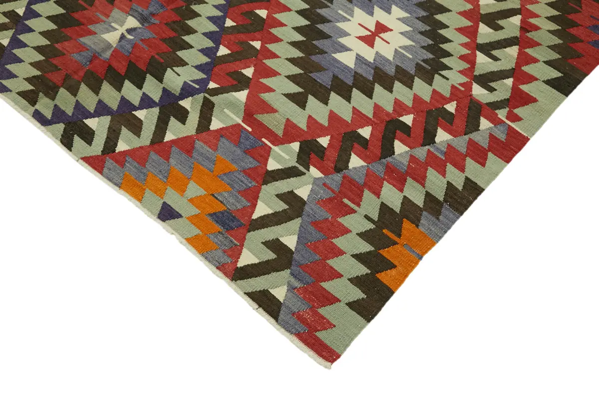 Anadolu Eskitme Multi Renk Pamuk Üzerine Yün El Dokuma Kilim-168x308 - Görsel 4