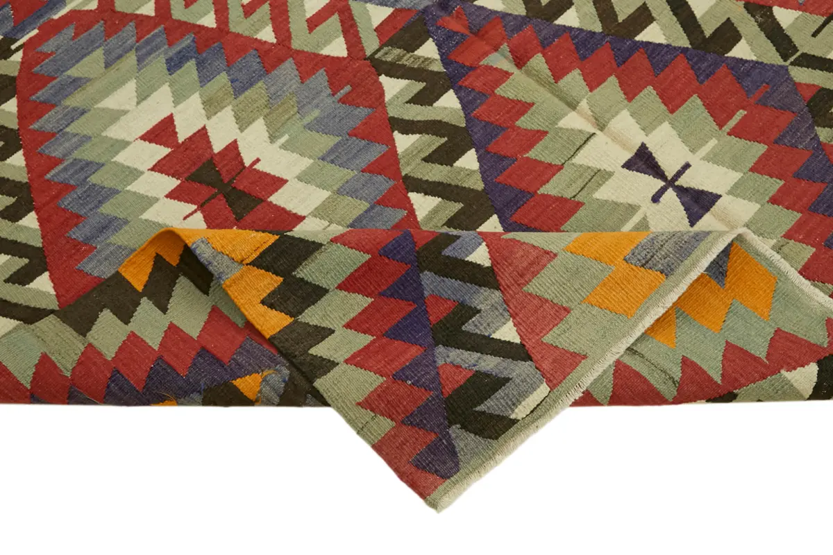 Anadolu Eskitme Multi Renk Pamuk Üzerine Yün El Dokuma Kilim-168x308 - Görsel 6