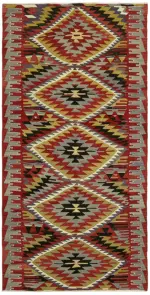 Anadolu Eskitme Multi Renk Pamuk Üzerine Yün El Dokuma Kilim-150x297