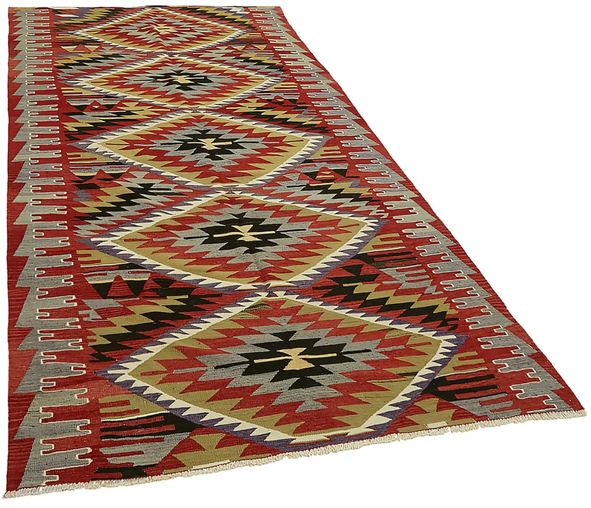 Anadolu Eskitme Multi Renk Pamuk Üzerine Yün El Dokuma Kilim-150x297 - Görsel 2
