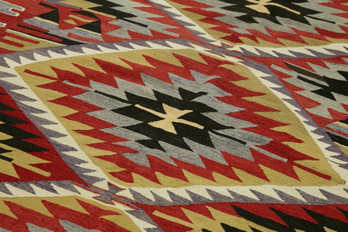 Anadolu Eskitme Multi Renk Pamuk Üzerine Yün El Dokuma Kilim-150x297 - Görsel 5