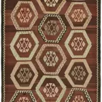 Anadolu Eskitme Multi Renk Pamuk Üzerine Yün El Dokuma Kilim-178x355