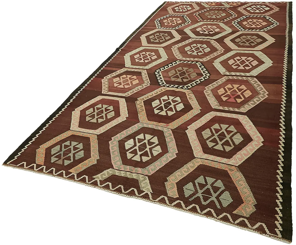 Anadolu Eskitme Multi Renk Pamuk Üzerine Yün El Dokuma Kilim-178x355 - Görsel 3