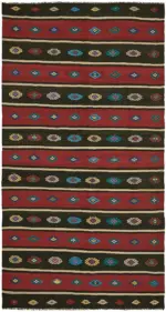 Anadolu Eskitme Multi Renk Pamuk Üzerine Yün El Dokuma Kilim-170x320