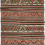 Anadolu Eskitme Multi Renk Pamuk Üzerine Yün El Dokuma Kilim-160x307