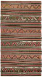 Anadolu Eskitme Multi Renk Pamuk Üzerine Yün El Dokuma Kilim-160x307