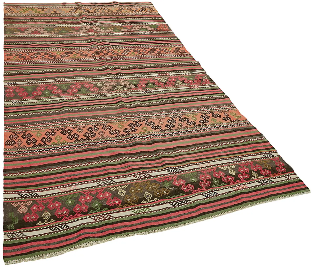 Anadolu Eskitme Multi Renk Pamuk Üzerine Yün El Dokuma Kilim-160x307 - Görsel 2
