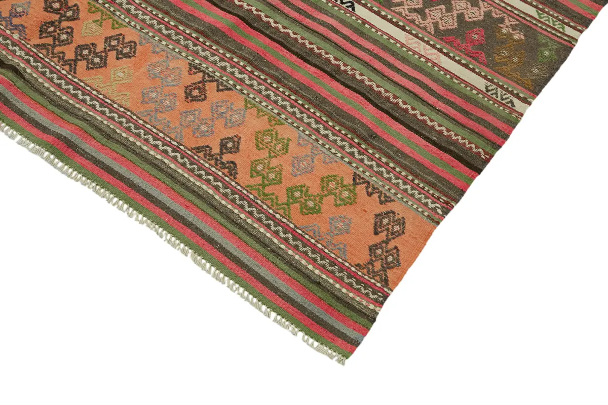Anadolu Eskitme Multi Renk Pamuk Üzerine Yün El Dokuma Kilim-160x307 - Görsel 4