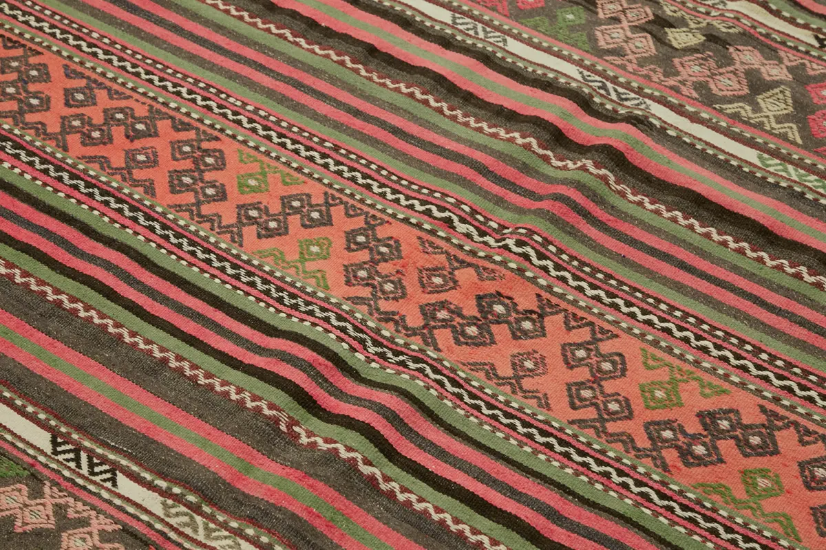 Anadolu Eskitme Multi Renk Pamuk Üzerine Yün El Dokuma Kilim-160x307 - Görsel 5