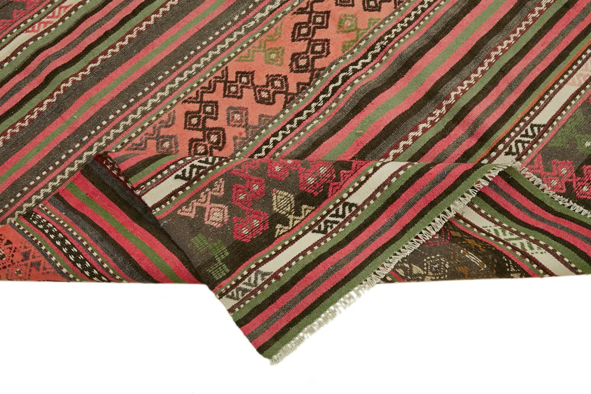 Anadolu Eskitme Multi Renk Pamuk Üzerine Yün El Dokuma Kilim-160x307 - Görsel 6