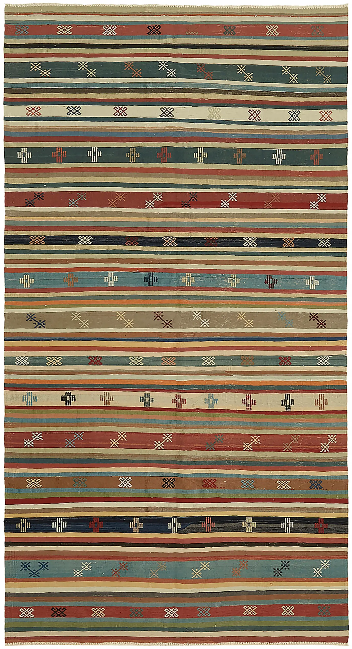 Rc_45993_0_Multicolor_Anatolian_Kilim_Rugs Anadolu Eskitme Multi Renk Pamuk Üzerine Yün El Dokuma Kilim-167x304 - Görsel 1